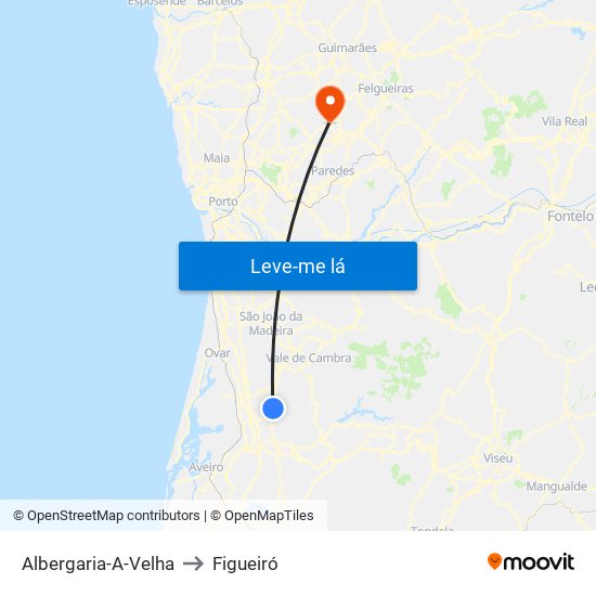 Albergaria-A-Velha to Figueiró map