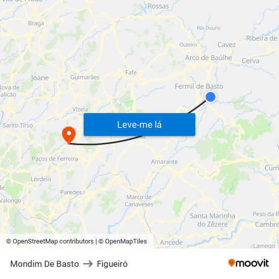 Mondim De Basto to Figueiró map