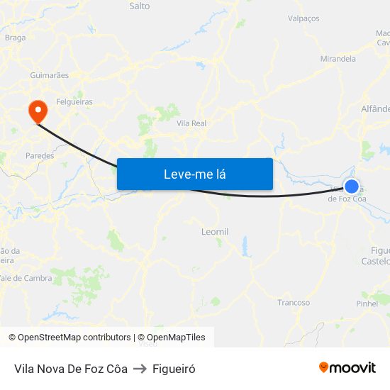 Vila Nova De Foz Côa to Figueiró map