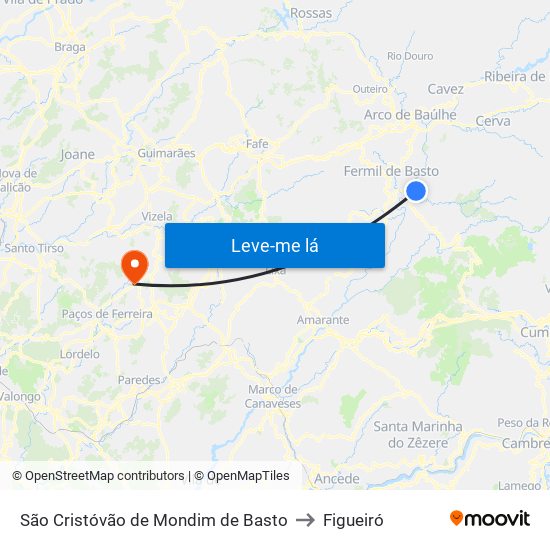 São Cristóvão de Mondim de Basto to Figueiró map