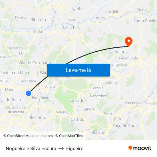 Nogueira e Silva Escura to Figueiró map