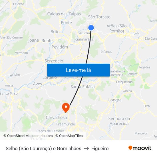 Selho (São Lourenço) e Gominhães to Figueiró map