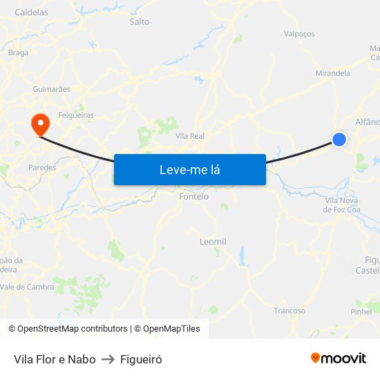 Vila Flor e Nabo to Figueiró map