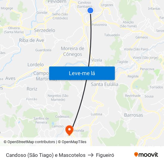 Candoso (São Tiago) e Mascotelos to Figueiró map