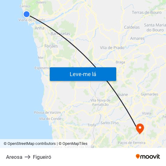 Areosa to Figueiró map