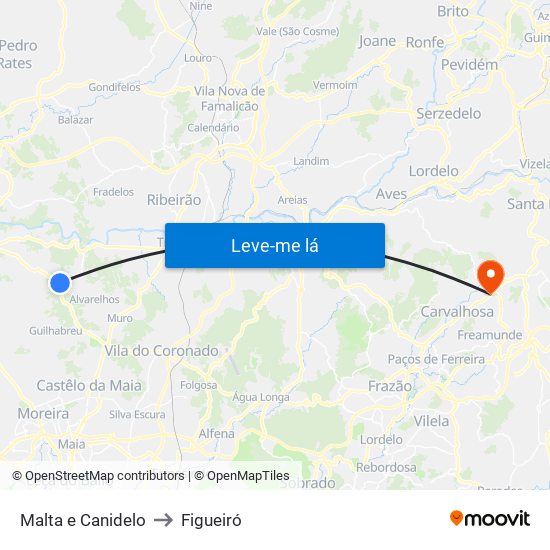 Malta e Canidelo to Figueiró map