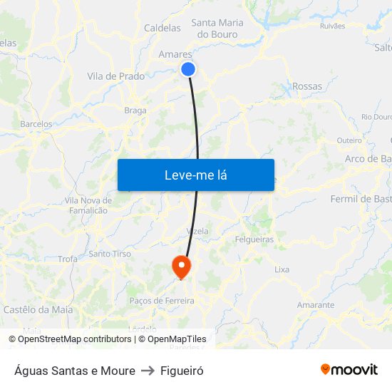 Águas Santas e Moure to Figueiró map