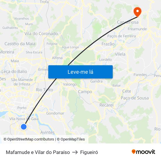Mafamude e Vilar do Paraíso to Figueiró map