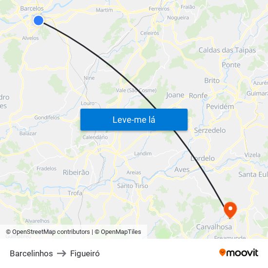 Barcelinhos to Figueiró map
