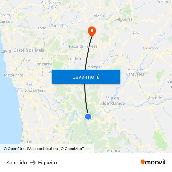 Sebolido to Figueiró map