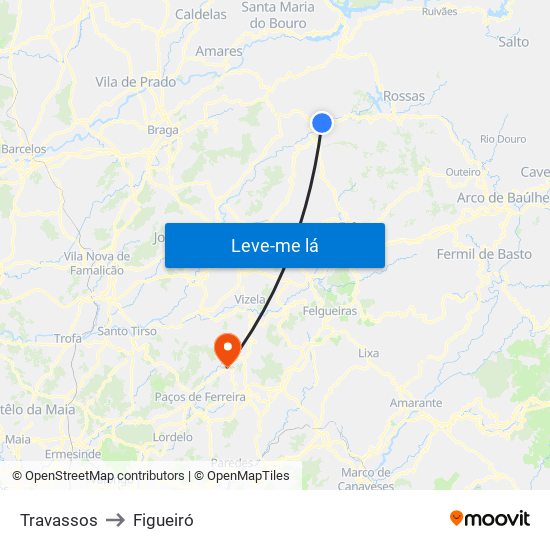 Travassos to Figueiró map