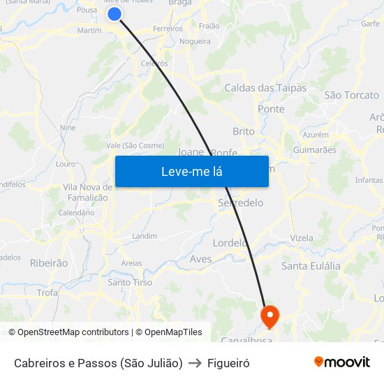 Cabreiros e Passos (São Julião) to Figueiró map