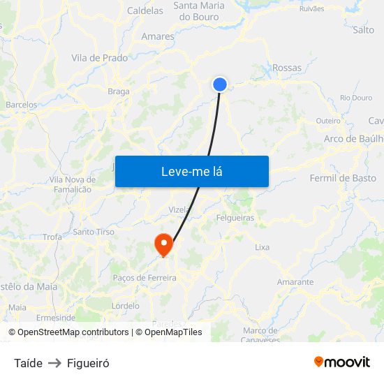 Taíde to Figueiró map