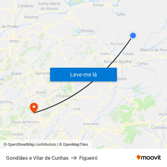 Gondiães e Vilar de Cunhas to Figueiró map