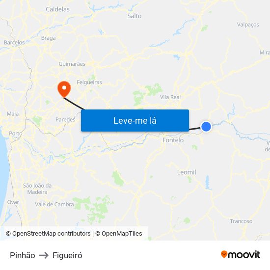 Pinhão to Figueiró map