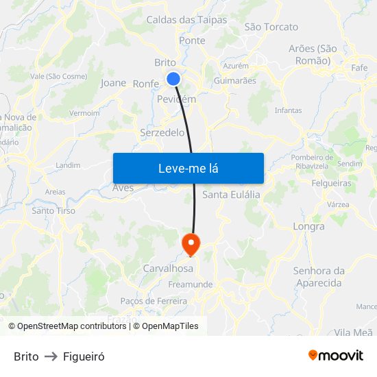 Brito to Figueiró map