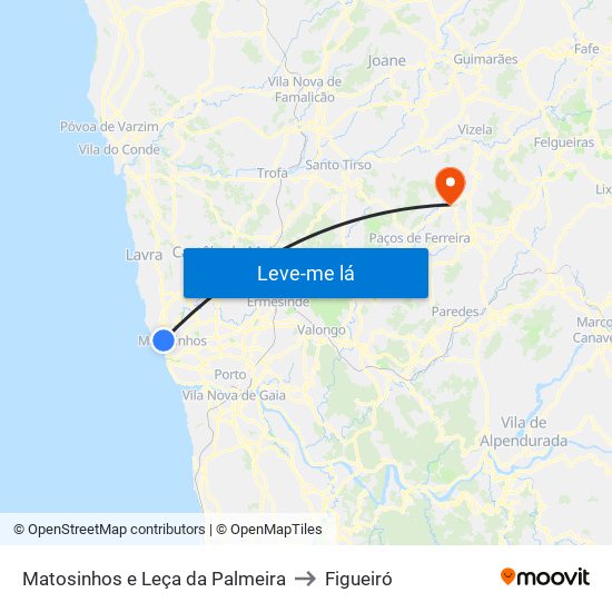 Matosinhos e Leça da Palmeira to Figueiró map