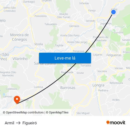 Armil to Figueiró map