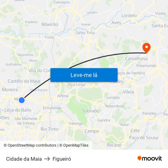 Cidade da Maia to Figueiró map