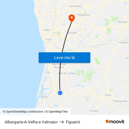 Albergaria-A-Velha e Valmaior to Figueiró map