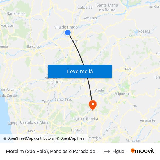 Merelim (São Paio), Panoias e Parada de Tibães to Figueiró map