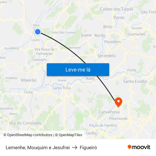 Lemenhe, Mouquim e Jesufrei to Figueiró map