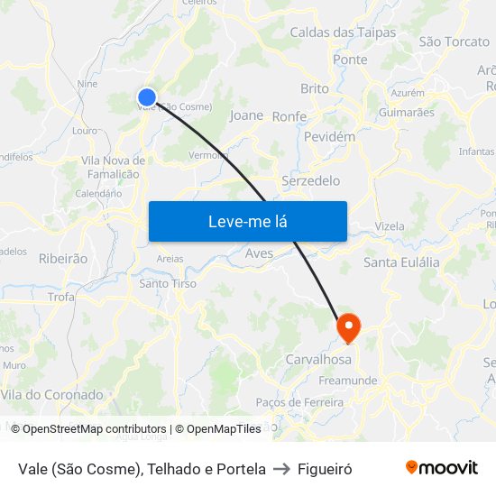 Vale (São Cosme), Telhado e Portela to Figueiró map