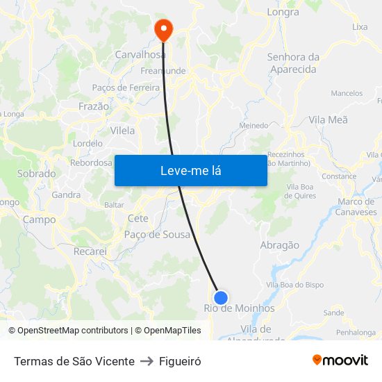 Termas de São Vicente to Figueiró map