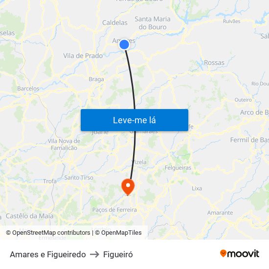 Amares e Figueiredo to Figueiró map