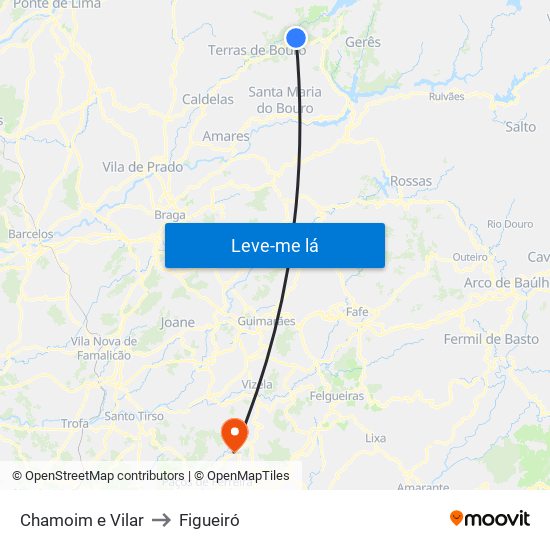 Chamoim e Vilar to Figueiró map