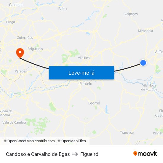 Candoso e Carvalho de Egas to Figueiró map