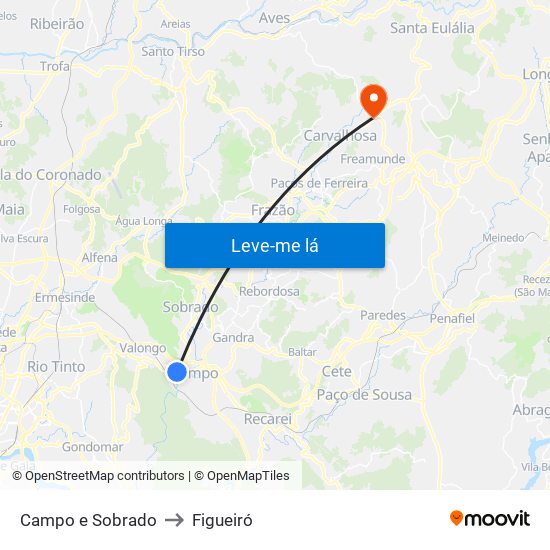 Campo e Sobrado to Figueiró map