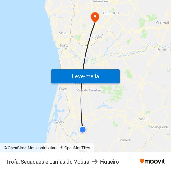 Trofa, Segadães e Lamas do Vouga to Figueiró map