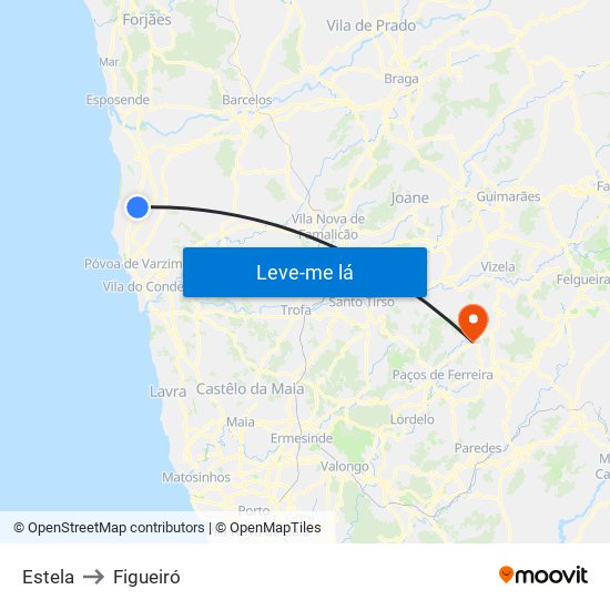 Estela to Figueiró map