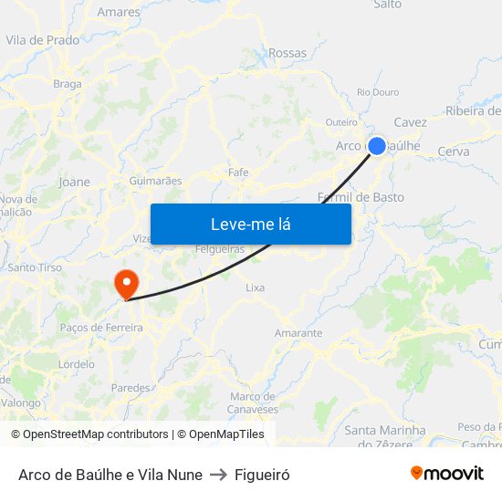 Arco de Baúlhe e Vila Nune to Figueiró map