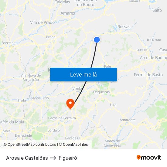 Arosa e Castelões to Figueiró map