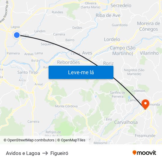 Avidos e Lagoa to Figueiró map