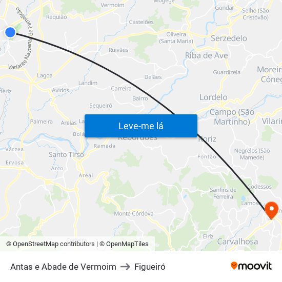 Antas e Abade de Vermoim to Figueiró map