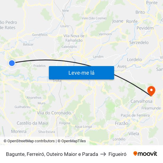 Bagunte, Ferreiró, Outeiro Maior e Parada to Figueiró map