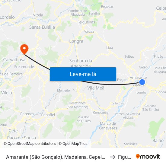 Amarante (São Gonçalo), Madalena, Cepelos e Gatão to Figueiró map