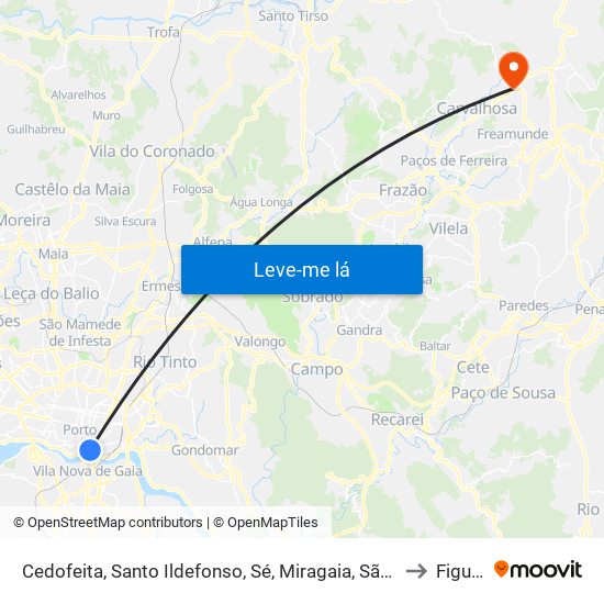 Cedofeita, Santo Ildefonso, Sé, Miragaia, São Nicolau e Vitória to Figueiró map