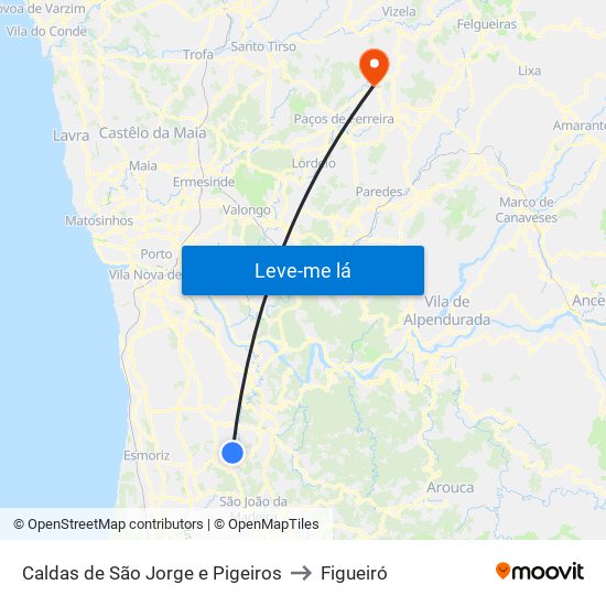 Caldas de São Jorge e Pigeiros to Figueiró map