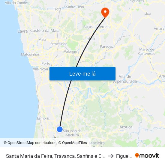 Santa Maria da Feira, Travanca, Sanfins e Espargo to Figueiró map