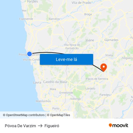 Póvoa De Varzim to Figueiró map