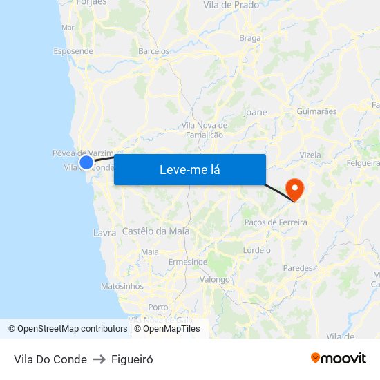 Vila Do Conde to Figueiró map