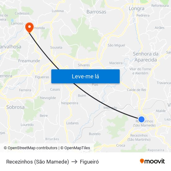 Recezinhos (São Mamede) to Figueiró map