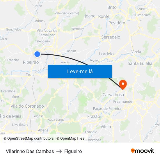 Vilarinho Das Cambas to Figueiró map