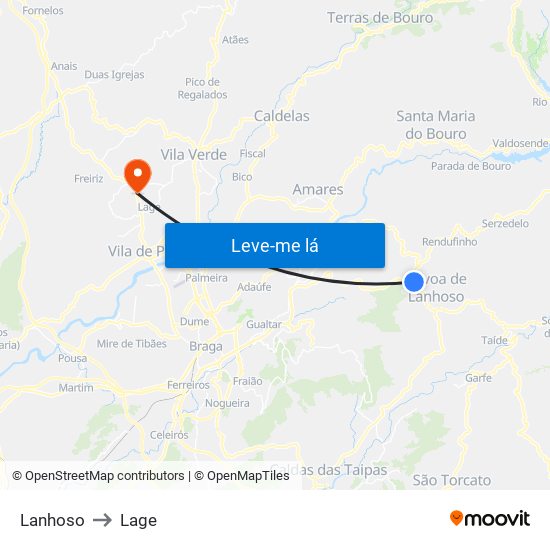 Lanhoso to Lage map
