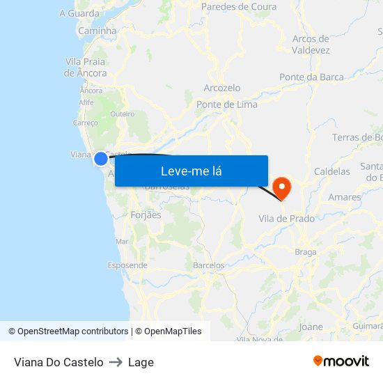 Viana Do Castelo to Lage map
