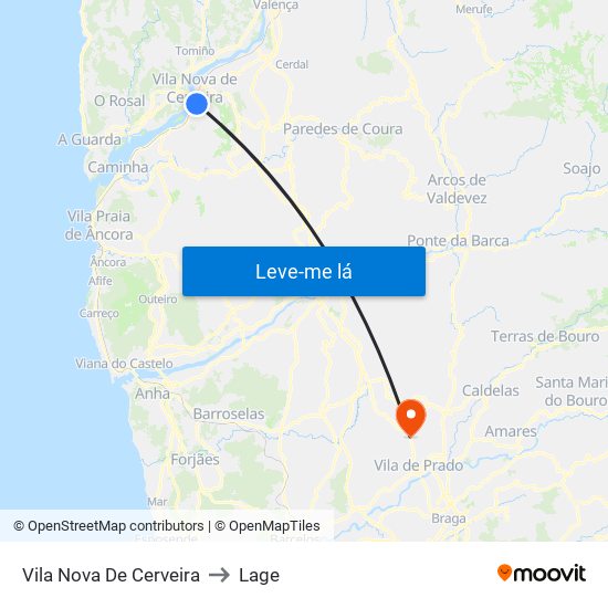 Vila Nova De Cerveira to Lage map